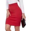 imageIDEALSANXUN Womens Stretchy Pencil Skirt High Waisted Bodycon Knit Knee Length Skirt with Back SlitRed