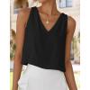 imageIDEALSANXUN Womens V Neck Cropped Linen Tank Tops Spring Summer Sleeveless ShirtsBlack