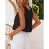 imageIDEALSANXUN Womens V Neck Cropped Linen Tank Tops Spring Summer Sleeveless ShirtsBlack