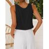 imageIDEALSANXUN Womens V Neck Cropped Linen Tank Tops Spring Summer Sleeveless ShirtsBlack