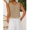 imageIDEALSANXUN Womens V Neck Cropped Linen Tank Tops Spring Summer Sleeveless ShirtsDark Khaki