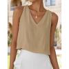 imageIDEALSANXUN Womens V Neck Cropped Linen Tank Tops Spring Summer Sleeveless ShirtsDark Khaki