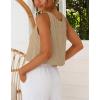 imageIDEALSANXUN Womens V Neck Cropped Linen Tank Tops Spring Summer Sleeveless ShirtsDark Khaki