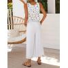 imageIDEALSANXUN Womens V Neck Cropped Linen Tank Tops Spring Summer Sleeveless ShirtsFloral White