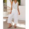 imageIDEALSANXUN Womens V Neck Cropped Linen Tank Tops Spring Summer Sleeveless ShirtsFloral White