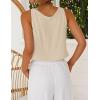 imageIDEALSANXUN Womens V Neck Cropped Linen Tank Tops Spring Summer Sleeveless ShirtsKhaki