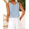 imageIDEALSANXUN Womens V Neck Cropped Linen Tank Tops Spring Summer Sleeveless ShirtsLight Blue