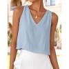 imageIDEALSANXUN Womens V Neck Cropped Linen Tank Tops Spring Summer Sleeveless ShirtsLight Blue