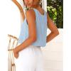 imageIDEALSANXUN Womens V Neck Cropped Linen Tank Tops Spring Summer Sleeveless ShirtsLight Blue