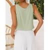 imageIDEALSANXUN Womens V Neck Cropped Linen Tank Tops Spring Summer Sleeveless ShirtsLight Green