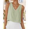imageIDEALSANXUN Womens V Neck Cropped Linen Tank Tops Spring Summer Sleeveless ShirtsLight Green