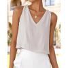 imageIDEALSANXUN Womens V Neck Cropped Linen Tank Tops Spring Summer Sleeveless ShirtsLight Grey
