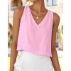 imageIDEALSANXUN Womens V Neck Cropped Linen Tank Tops Spring Summer Sleeveless ShirtsPink