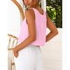 imageIDEALSANXUN Womens V Neck Cropped Linen Tank Tops Spring Summer Sleeveless ShirtsPink