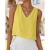 imageIDEALSANXUN Womens V Neck Cropped Linen Tank Tops Spring Summer Sleeveless ShirtsYellow