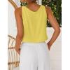 imageIDEALSANXUN Womens V Neck Cropped Linen Tank Tops Spring Summer Sleeveless ShirtsYellow