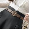 imageIDEALSANXUN Wool Midi Skirts for Womens High Waisted A Line Pleated Belted Fall Winter SkirtsDark Grey