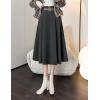 imageIDEALSANXUN Wool Midi Skirts for Womens High Waisted A Line Pleated Belted Fall Winter SkirtsDark Grey