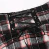 imageIDEALSANXUN Wool Plaid Mini Gothic Skirts for Womens High Waist Lace Up Short Pleated Skater SkirtsPinkblack