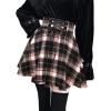 imageIDEALSANXUN Wool Plaid Mini Gothic Skirts for Womens High Waist Lace Up Short Pleated Skater SkirtsPinkblack