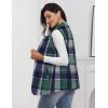 imageIDEALSANXUN Wool Plaid Vest for Women Fall Winter Coat Sleeveless Blazer Jackets Casual Outwear Open Front Cardigan TopGreen New