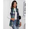imageIDEALSANXUN Wool Plaid Vest for Women Fall Winter Coat Sleeveless Blazer Jackets Casual Outwear Open Front Cardigan TopGreen New