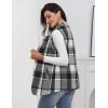 imageIDEALSANXUN Wool Plaid Vest for Women Fall Winter Coat Sleeveless Blazer Jackets Casual Outwear Open Front Cardigan TopGrey