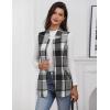 imageIDEALSANXUN Wool Plaid Vest for Women Fall Winter Coat Sleeveless Blazer Jackets Casual Outwear Open Front Cardigan TopGrey