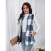 imageIDEALSANXUN Wool Plaid Vest for Women Fall Winter Coat Sleeveless Blazer Jackets Casual Outwear Open Front Cardigan TopOrange
