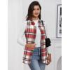 imageIDEALSANXUN Wool Plaid Vest for Women Fall Winter Coat Sleeveless Blazer Jackets Casual Outwear Open Front Cardigan TopWine