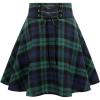 imageIDEALSANXUN Gothic Plaid Mini Skirts for Women Short High Waist Plaid SkirtsNavy Green
