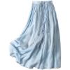 imageIDEALSANXUN Linen Skirts for Women Spring Summer A Line Drawstring Elastic High Waisted Casual Cute Trendy Flowy Midi SkirtLight Blue