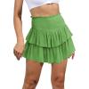 imageIDEALSANXUN Ruffle Mini Skirt for Women Smocked Waist A Line Cute Short Flowy SkirtGreen81