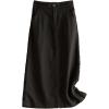 imageIDEALSANXUN Womens Cotton Linen Skirts Spring Summer A Line Midi Skirt with Pockets Beach Vacation ClothesBlack