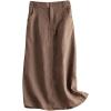 imageIDEALSANXUN Womens Cotton Linen Skirts Spring Summer A Line Midi Skirt with Pockets Beach Vacation ClothesCoffee