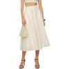 imageIDEALSANXUN Womens Cotton Linen Skirts Spring Summer A Line Pleated Maxi Midi Skirt with PocketsBeige