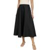 imageIDEALSANXUN Womens Cotton Linen Skirts Spring Summer A Line Pleated Maxi Midi Skirt with PocketsBlack