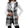 imageIDEALSANXUN Womens Double Breasted Plaid Vest Tops Fall Winter Sleeveless Blazer JacketsGrey