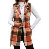 imageIDEALSANXUN Womens Double Breasted Plaid Vest Tops Fall Winter Sleeveless Blazer JacketsOrange