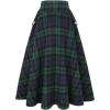 imageIDEALSANXUN Womens Fall Winter High Waisted Wool Plaid Aline Long SkirtPlaid Green