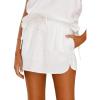 imageIDEALSANXUN Womens Linen Skirts Spring Summer Elastic Waist Beach Cute Mini Skirt with DrawstringWhite