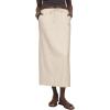 imageIDEALSANXUN Womens Linen Skirts Trendy Elastic Waist Drawstring Long Skirts with SlitBeige