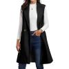 imageIDEALSANXUN Womens Long Vest Fall Winter Wool Sleeveless Blazer Jackets Waistcoat CoatsBlack
