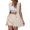 imageIDEALSANXUN Womens Long Vest for Women Sleeveless Linen Jackets Cardigan Spring Summer TopsBeige