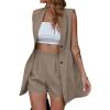 imageIDEALSANXUN Womens Long Vest for Women Sleeveless Linen Jackets Cardigan Spring Summer TopsDark Khaki
