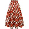 imageIDEALSANXUN Womens Plaid Skirt Elastic Waist Aline Midi Pleated SkirtsOrange