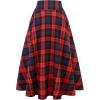imageIDEALSANXUN Womens Plaid Skirts Fall Winter High Waisted A Line Long Pleated Maxi Skirt with PocketsRed