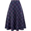 imageIDEALSANXUN Womens Plaid Wool Skirts Elastic Waist ALine Pleated Tartan Long SkirtsBlue green