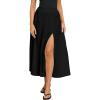 imageIDEALSANXUN Womens Spring Summer Elastic Waist A Line MidLong Maxi Skirt with SlitBlack