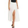 imageIDEALSANXUN Womens Spring Summer Elastic Waist A Line MidLong Maxi Skirt with SlitWhite